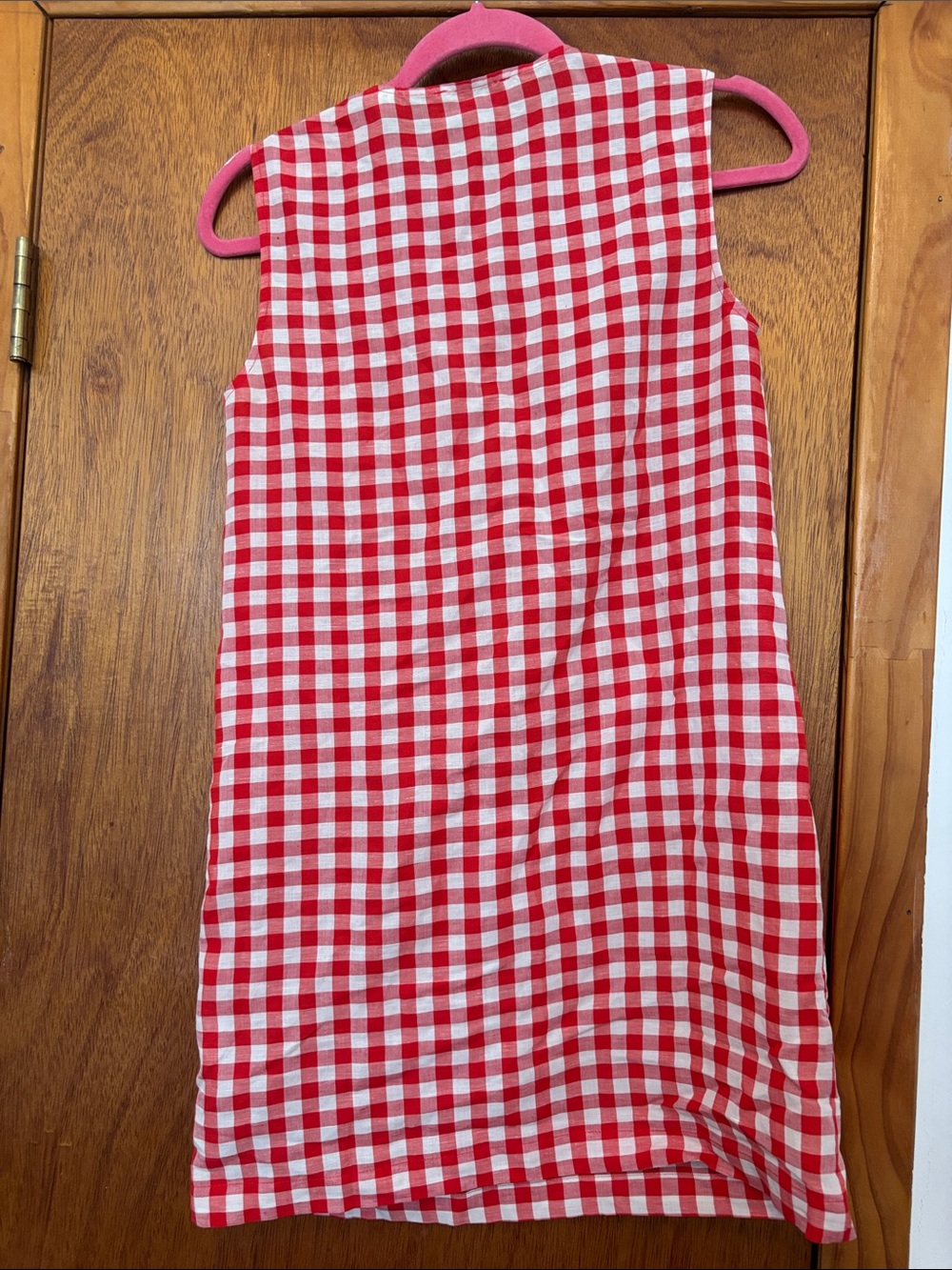 Doen Coralie Scarlet Marilyn Gingham Sleeveless Mini Shift Dress with Buttons - Picture 3 of 10